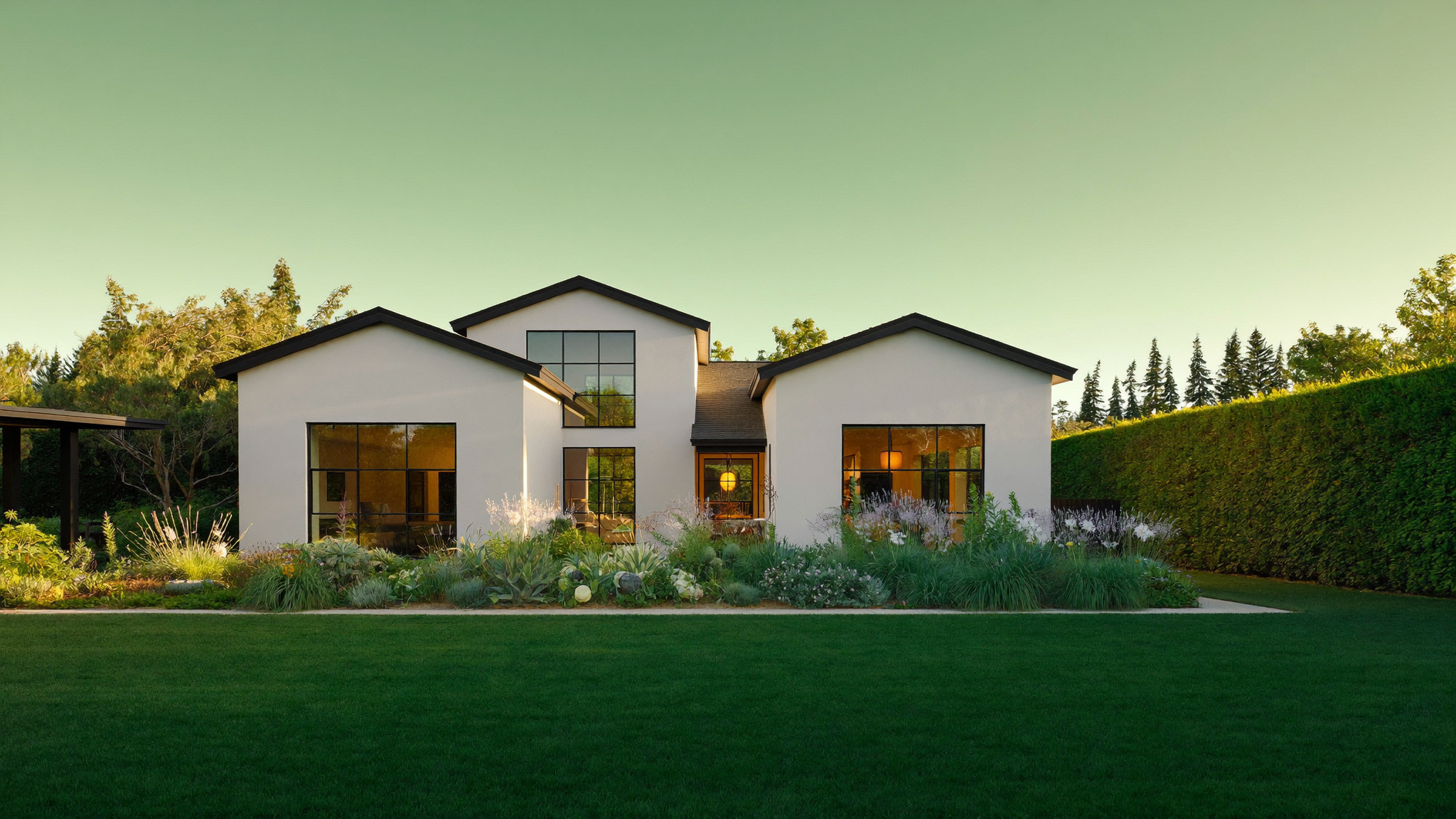 A modern California home at dusk whose owner tapped their equity with a home equity loan