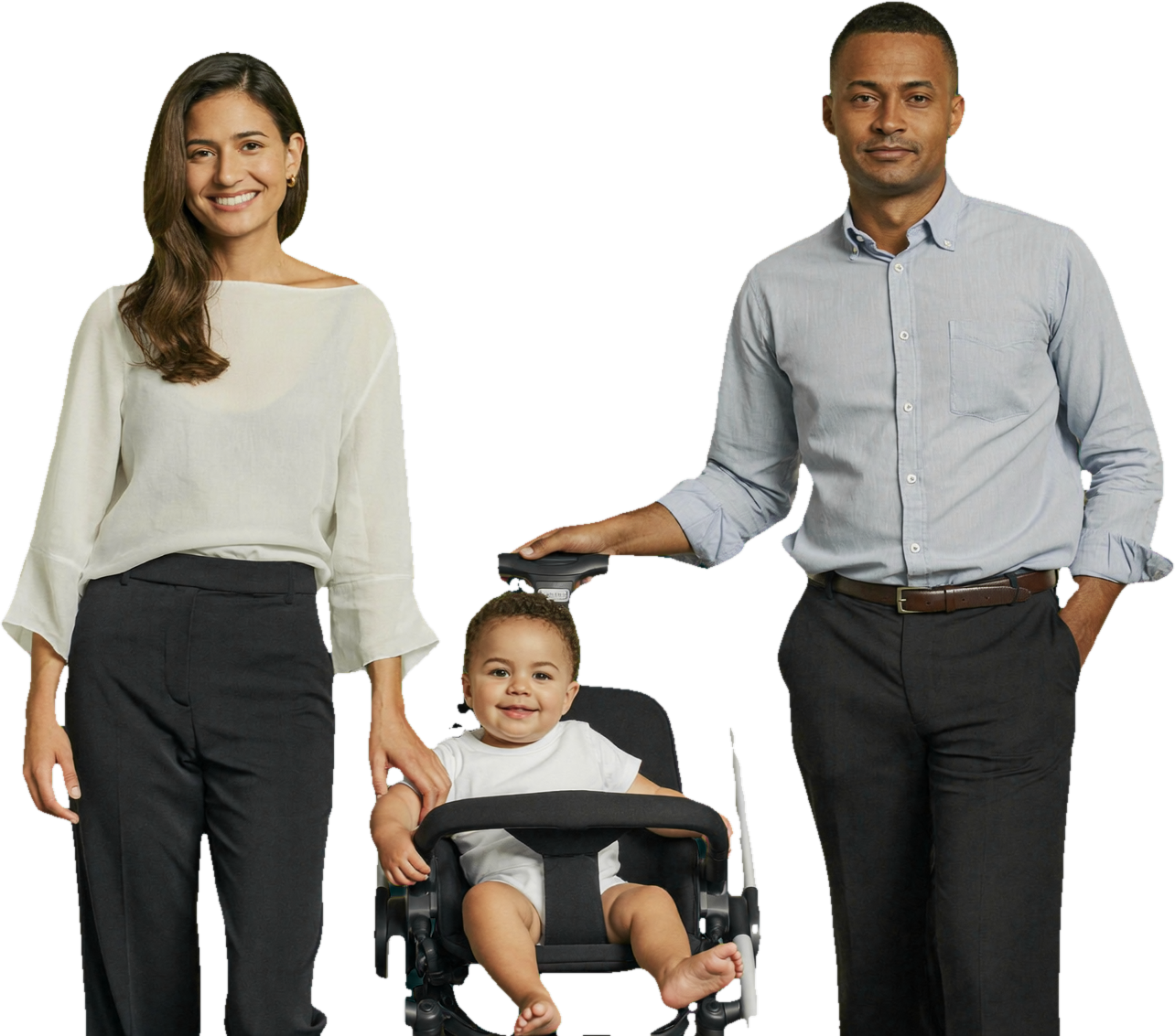 A happy California family with their baby exploring new home purchase options