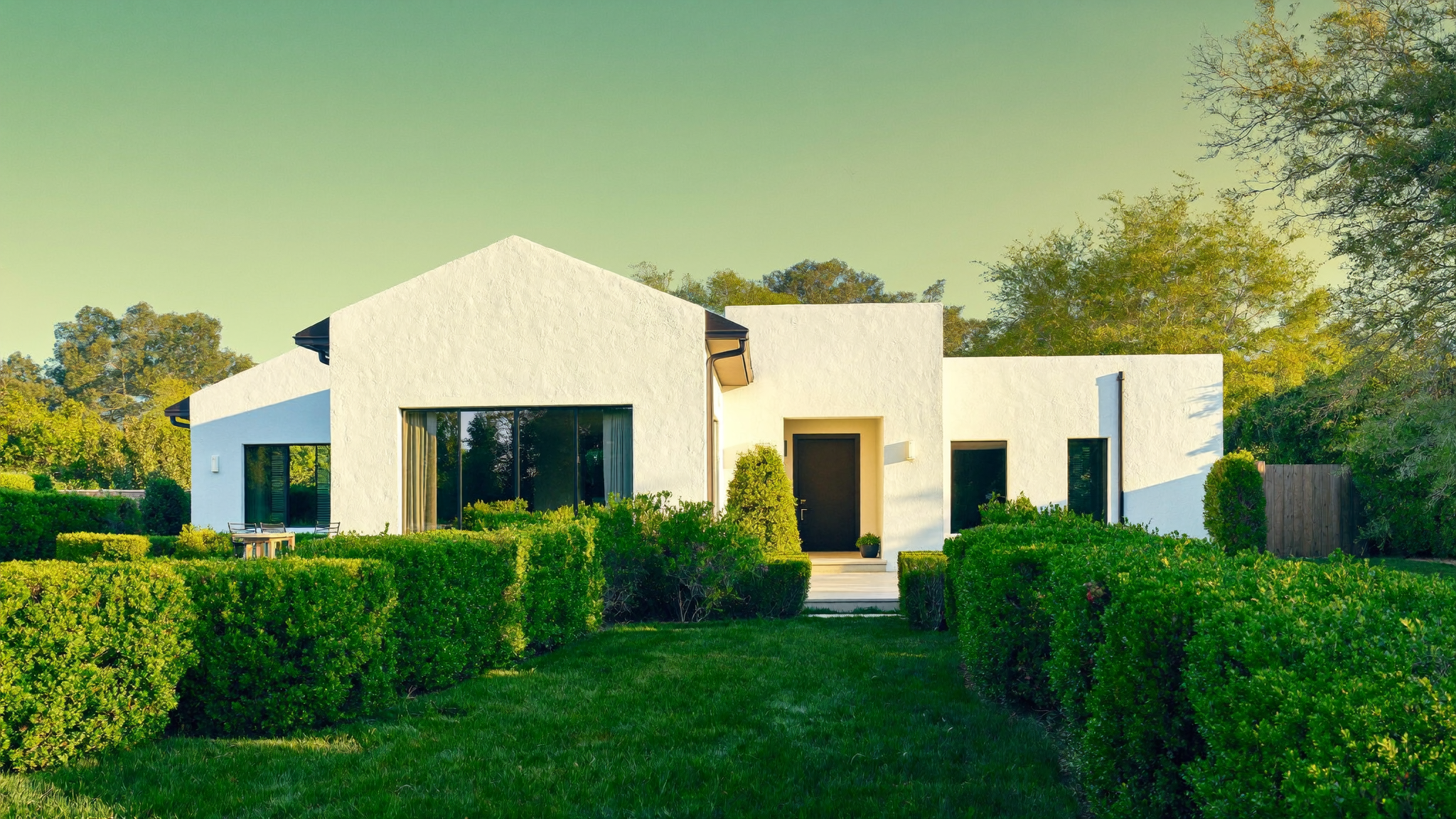 A modern white California home bought with a new home purchase loan